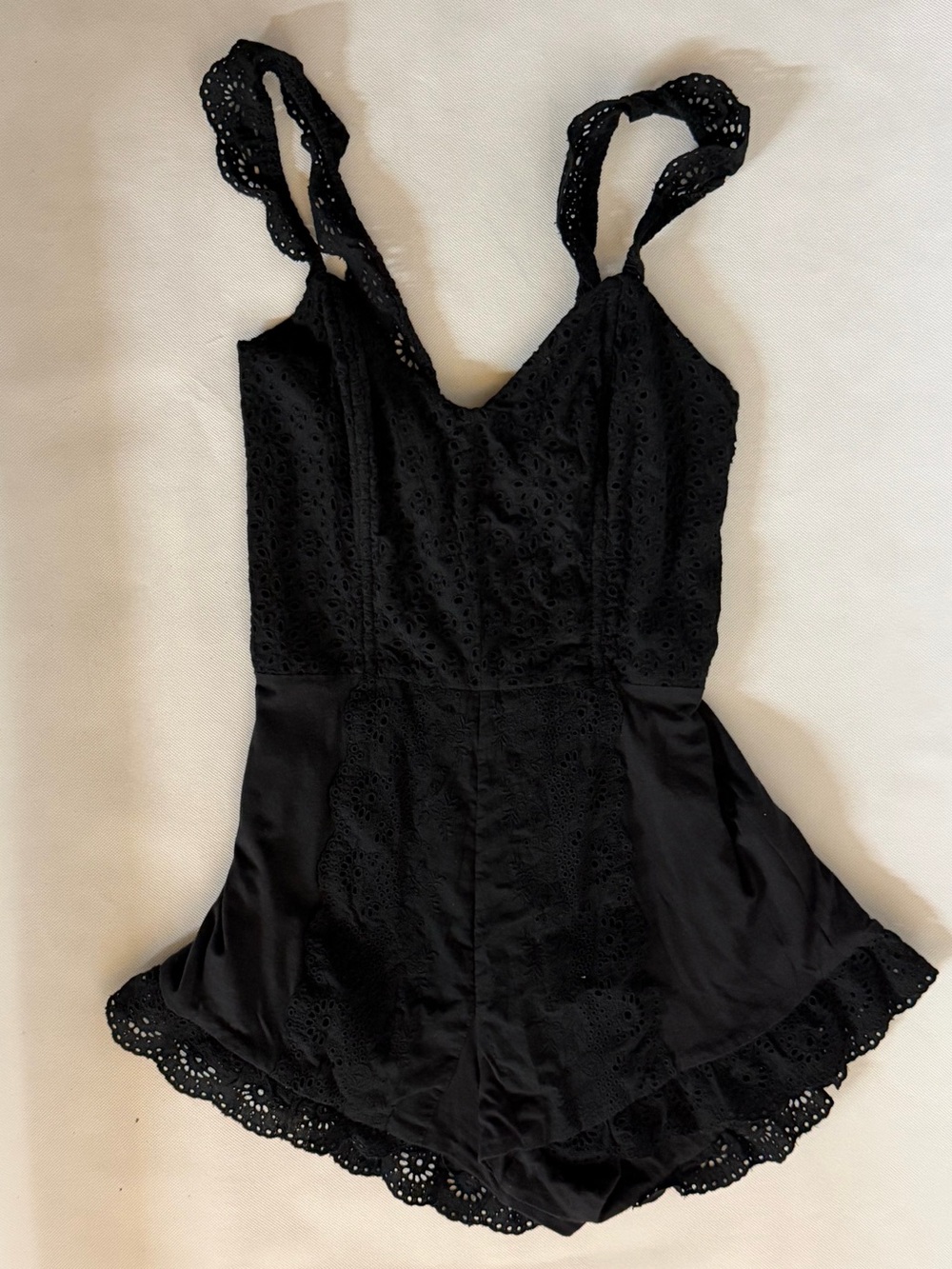 Black Lace-Trim Romper - Women's Jumpsuit & Romper
